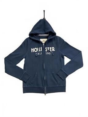 Hollister Navy Blue Full Zip Hoodie Sweatshirt Great Shape And Soft Youth Size L